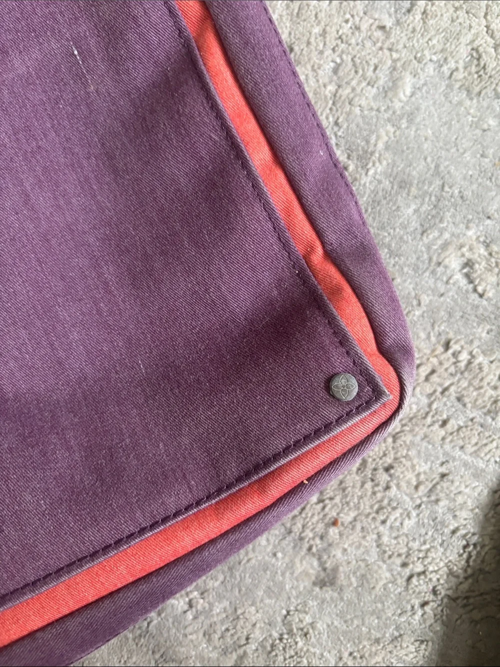 Sherpani purple messenger bag with red trim